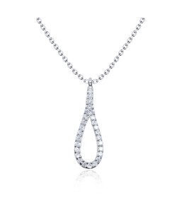 Teardrop Shaped CZ Silver Necklace SPE-3311